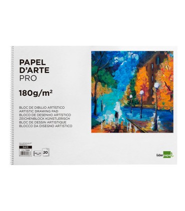 Bloc dibujo liderpapel artistico espiral 460x325mm 20 hojas 180gr m2 sin recuadro perforado