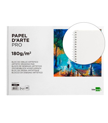 Bloc dibujo liderpapel artistico espiral 460x325mm 20 hojas 180gr m2 sin recuadro perforado