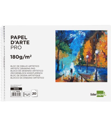 Bloc dibujo liderpapel artistico espiral 230x325mm 20 hojas 180g m2 sin recuadro perforado