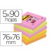 Bloc de notas adhesivas quita y pon post it super sticky 76x76 mm con 90 hojas pack de 5 bloc colores surtidos