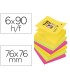 Bloc de notas adhesivas quita y pon post it super sticky 76x76 mm con 90 hojas pack de 6 bloc colores surtidos