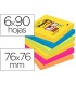 Bloc de notas adhesivas quita y pon post it super sticky 76x76 mm con 90 hojas pack de 6 bloc colores surtidos