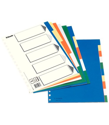 Separador esselte plastico juego de 10 separadores folio con 5 colores multitaladro