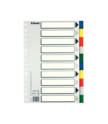 Separador esselte plastico juego de 10 separadores folio con 5 colores multitaladro