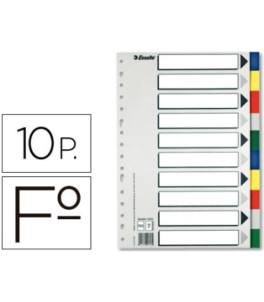 Separador esselte plastico juego de 10 separadores folio con 5 colores multitaladro