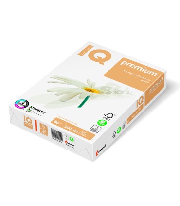 Papel fotocopiadora iq premium din a3 80 gramos paquete de 500 hojas