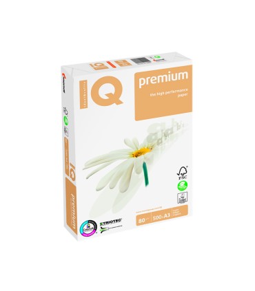 Papel fotocopiadora iq premium din a3 80 gramos paquete de 500 hojas