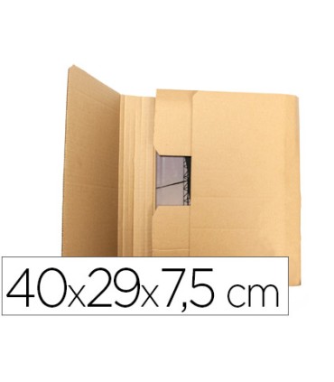 Caja para embalar q connect libro medidas 400x290x75 mm espesor carton 3 mm