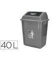 Papelera contenedor q-connect plastico con tapa de balancin 40 litros gris 410x280x610 mm