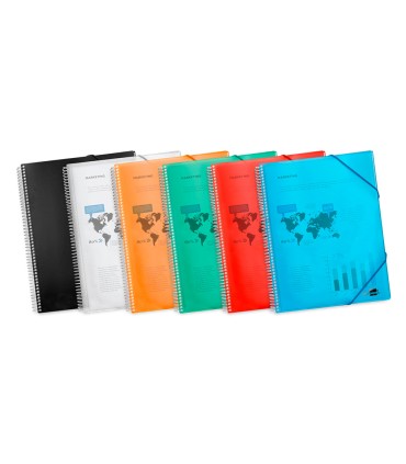 Carpeta liderpapel escaparate con espiral 80 fundas polipropileno din a4 negro