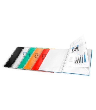 Carpeta liderpapel escaparate con espiral 30 fundas polipropileno din a4 negro