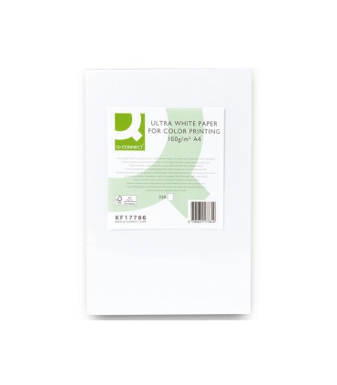 Papel fotocopiadora q connect ultra white din a4 160 gramos paquete de 250 hojas