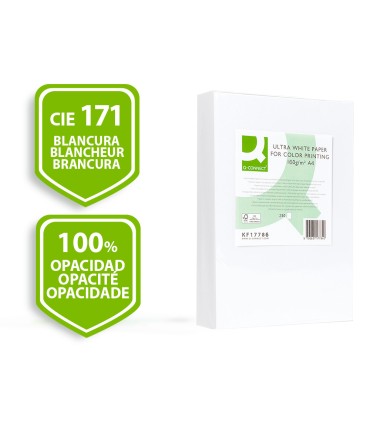 Papel fotocopiadora q connect ultra white din a4 160 gramos paquete de 250 hojas