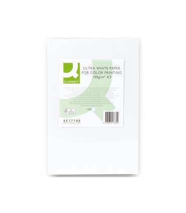 Papel fotocopiadora q connect ultra white din a3 100 gramos paquete de 500 hojas