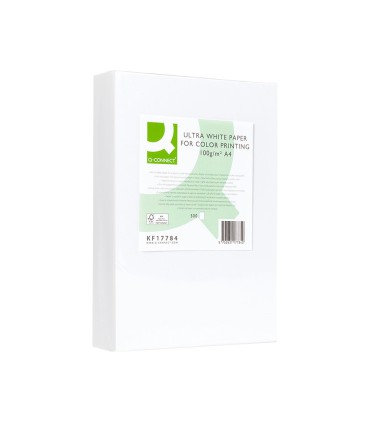 Papel fotocopiadora q connect ultra white din a4 100 gramos paquete de 500 hojas