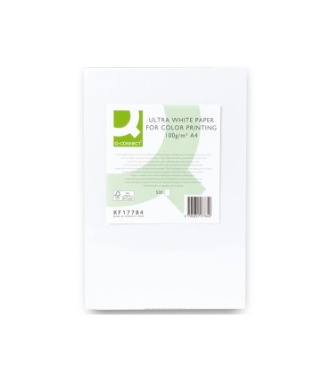 Papel fotocopiadora q connect ultra white din a4 100 gramos paquete de 500 hojas