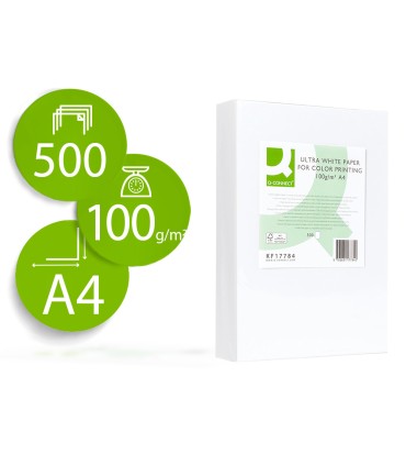 Papel fotocopiadora q connect ultra white din a4 100 gramos paquete de 500 hojas