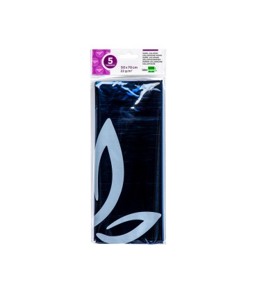 Papel celofan liderpapel 50x70 cm 22g m2 bolsa de 5 hojas azul