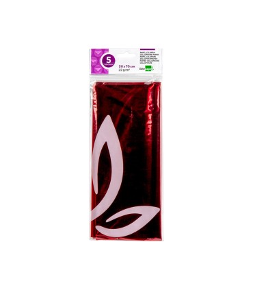 Papel celofan liderpapel 50x70 cm 22g m2 bolsa de 5 hojas rojo