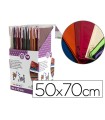 Papel celofan liderpapel 50x70 cm expositor de 56 bolsas de 5 hojas 8 colores surtidos