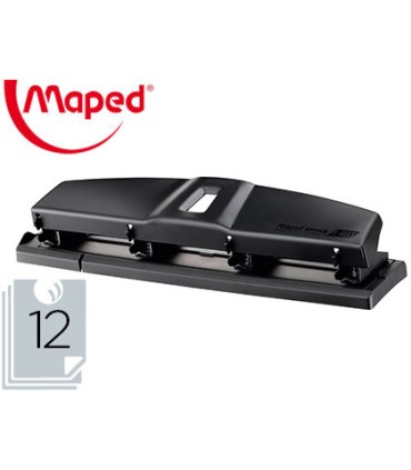 Taladrador maped essentials metal 4 taladros capacidad 12 hojas color negro