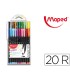 Rotulador maped punta de metal graph peps fine liner estuche de 20 colores surtidos