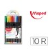 Rotulador maped punta de metal graph peps fine liner estuche de 10 colores surtidos