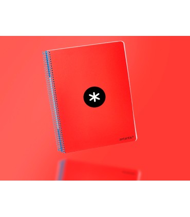 Cuaderno espiral liderpapel a5 antartik tapa dura 80h 100 gr cuadro 5mm con margen color rojo