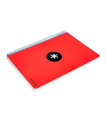 Cuaderno espiral liderpapel a5 antartik tapa dura 80h 100 gr cuadro 5mm con margen color rojo