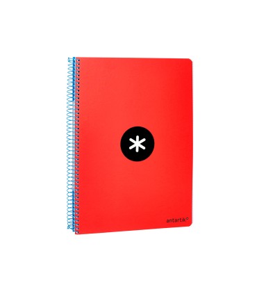 Cuaderno espiral liderpapel a5 antartik tapa dura 80h 100 gr cuadro 5mm con margen color rojo