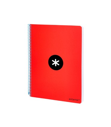 Cuaderno espiral liderpapel a5 antartik tapa dura 80h 100 gr cuadro 5mm con margen color rojo