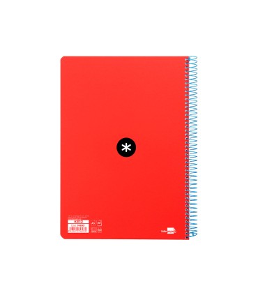 Cuaderno espiral liderpapel a5 antartik tapa dura 80h 100 gr cuadro 5mm con margen color rojo