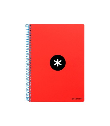 Cuaderno espiral liderpapel a5 antartik tapa dura 80h 100 gr cuadro 5mm con margen color rojo