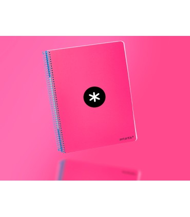 Cuaderno espiral liderpapel a4 micro antartik tapa dura 80h 100 gr cuadro 5mm sin bandas 4 taladros color rosa fluor