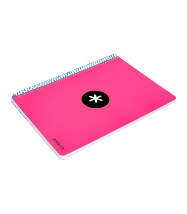 Cuaderno espiral liderpapel a4 micro antartik tapa dura 80h 100 gr cuadro 5mm sin bandas 4 taladros color rosa fluor