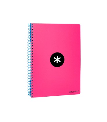 Cuaderno espiral liderpapel a4 micro antartik tapa dura 80h 100 gr cuadro 5mm sin bandas 4 taladros color rosa fluor