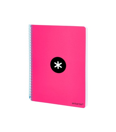 Cuaderno espiral liderpapel a4 micro antartik tapa dura 80h 100 gr cuadro 5mm sin bandas 4 taladros color rosa fluor