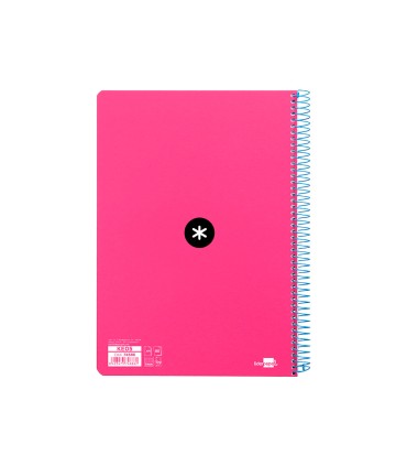 Cuaderno espiral liderpapel a4 micro antartik tapa dura 80h 100 gr cuadro 5mm sin bandas 4 taladros color rosa fluor