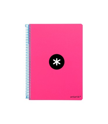 Cuaderno espiral liderpapel a4 micro antartik tapa dura 80h 100 gr cuadro 5mm sin bandas 4 taladros color rosa fluor