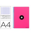 Cuaderno espiral liderpapel a4 micro antartik tapa dura 80h 100 gr cuadro 5mm sin bandas 4 taladros color rosa fluor