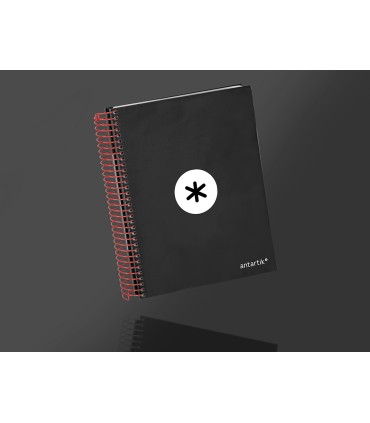 Cuaderno espiral liderpapel a5 micro antartik tapa forrada 120h 90g liso con bandas 6 taladros color negro