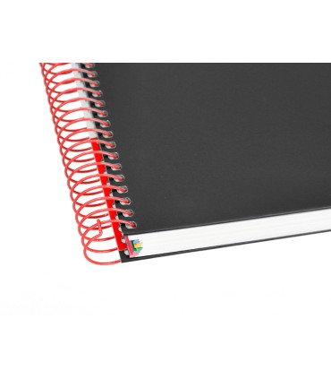 Cuaderno espiral liderpapel a5 micro antartik tapa forrada 120h 90g liso con bandas 6 taladros color negro