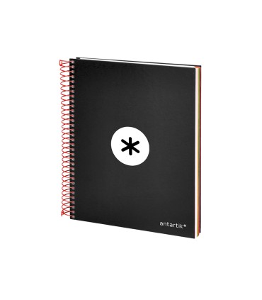 Cuaderno espiral liderpapel a5 micro antartik tapa forrada 120h 90g liso con bandas 6 taladros color negro