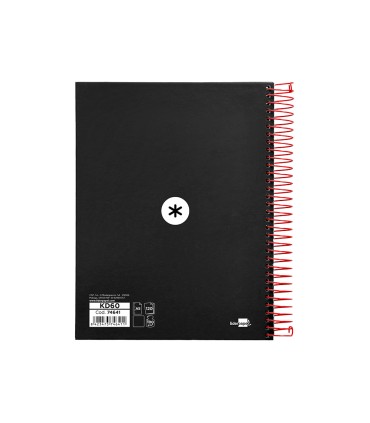 Cuaderno espiral liderpapel a5 micro antartik tapa forrada 120h 90g liso con bandas 6 taladros color negro