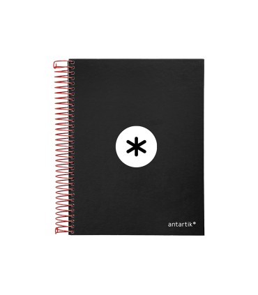 Cuaderno espiral liderpapel a5 micro antartik tapa forrada 120h 90g liso con bandas 6 taladros color negro