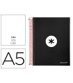 Cuaderno espiral liderpapel a5 micro antartik tapa forrada 120h 90g liso con bandas 6 taladros color negro