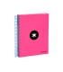 Cuaderno espiral liderpapel a5 micro antartik tapa forrada 120h 90 gr liso con bandas 6 taladros color rosa fluor