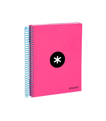 Cuaderno espiral liderpapel a5 micro antartik tapa forrada 120h 90 gr liso con bandas 6 taladros color rosa fluor