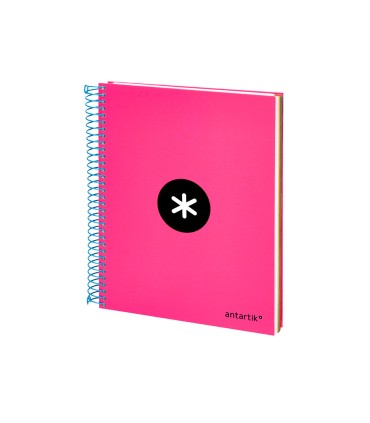 Cuaderno espiral liderpapel a5 micro antartik tapa forrada 120h 90 gr liso con bandas 6 taladros color rosa fluor