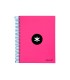 Cuaderno espiral liderpapel a5 micro antartik tapa forrada 120h 90 gr liso con bandas 6 taladros color rosa fluor